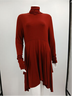 Peruvian Connection Portabella Road Tunic Dress Size Large Lacquer Red Jersey